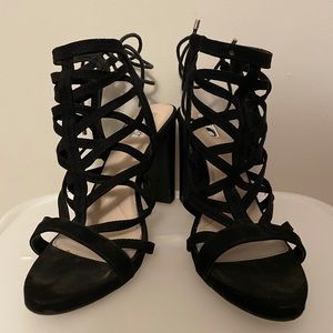 Black lace up heels